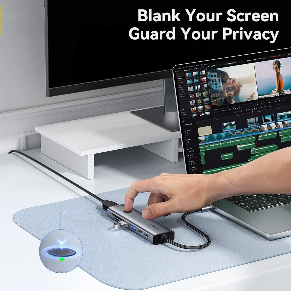ESSAGER 7 In 1 Expansion Hub with 4K 30Hz HD / Type C / USB 3.0 / SD TF Card Slot Docking Station - 7