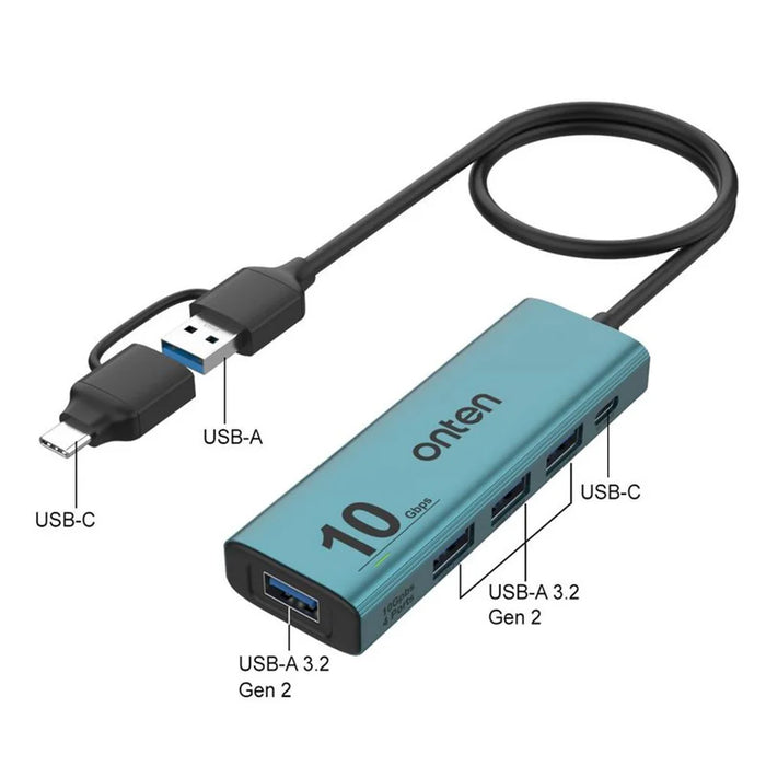 ONTEN UCA611+ 10G USB-A / USB-C to USB-A Converter 4 Port USB 3.2 Gen2 Hub with Charging Function - 5