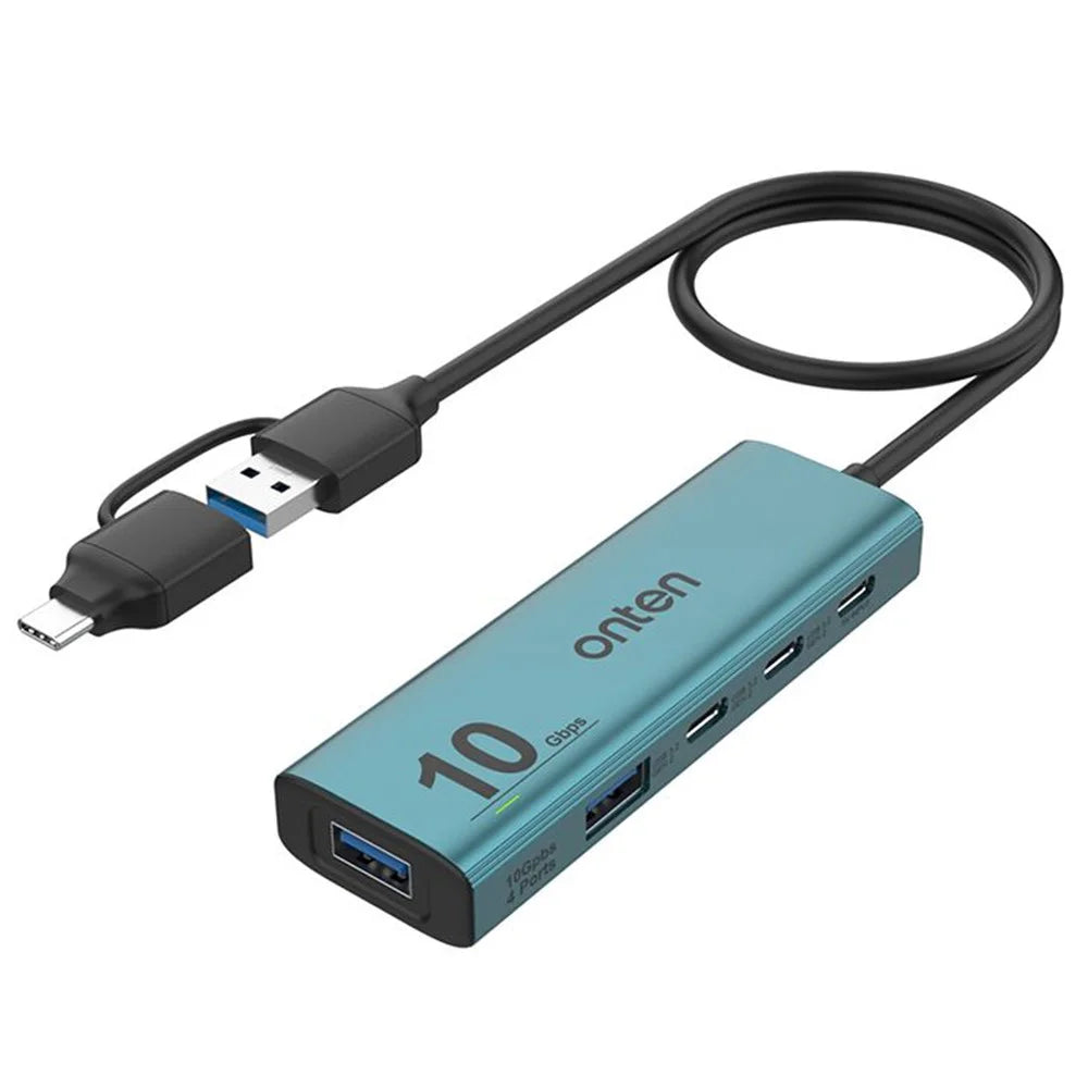 ONTEN UCA612+ USB-A / USB-C to 4 Port USB 3.2 Gen2 Hub 2xType-C + 2xUSB-A 10G Data Transfer Adapter - 1