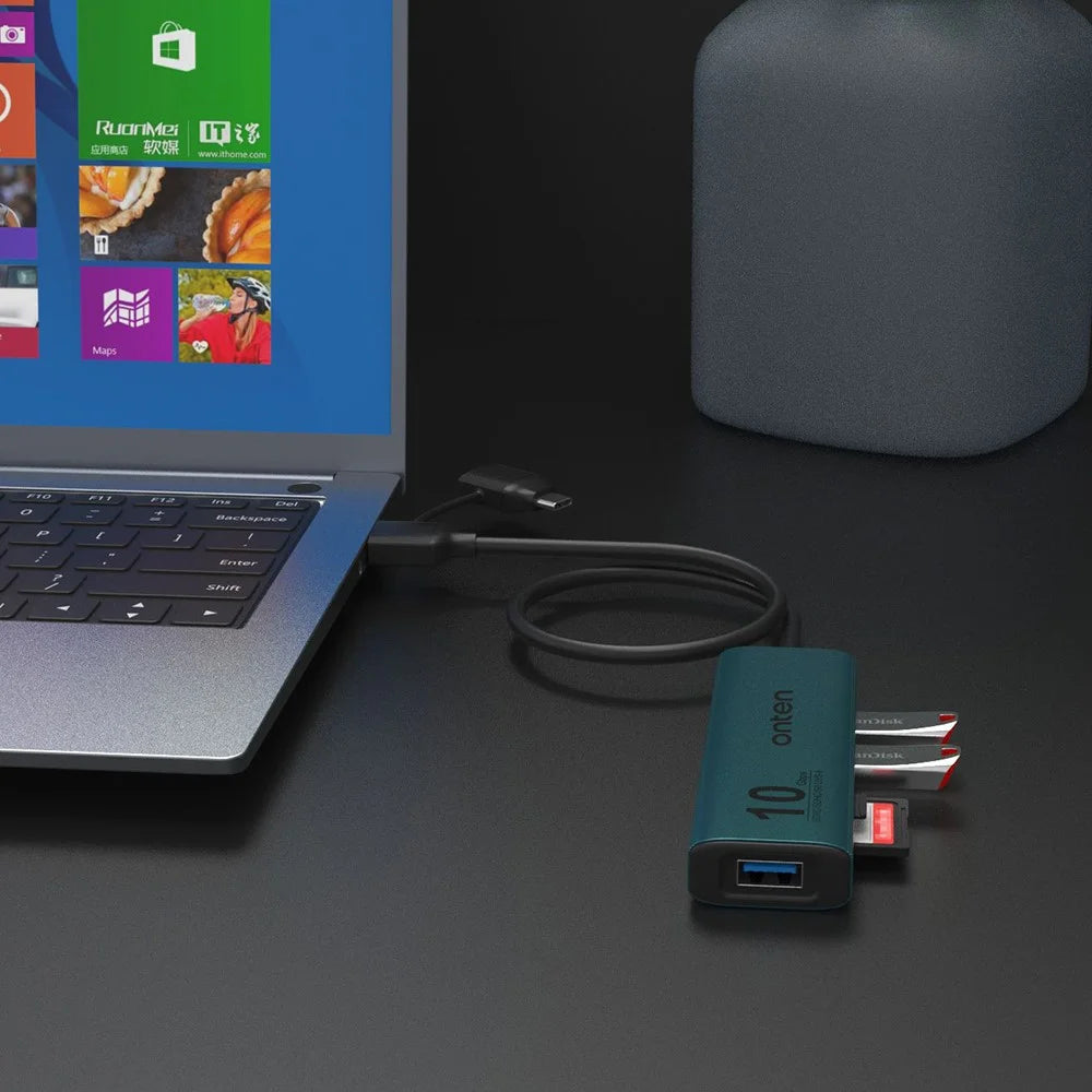 ONTEN UCA613+ USB-A / USB-C to 3 x USB3.2 + USB-C Charging Port + SD / TF Card Reader Hub - 7