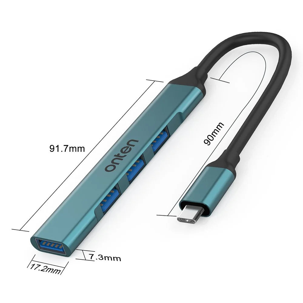 ONTEN OTN-9701 Portable Hub Type-C 3.0 to USB 3.0 + 3xUSB 2.0 Aluminum Alloy Adapter - 7