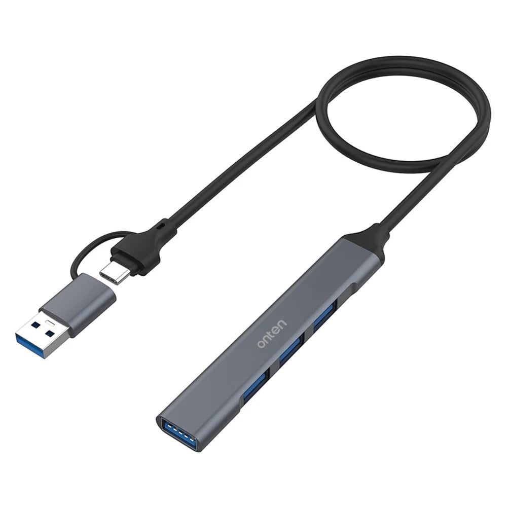 ONTEN UCA9701 USB-A / C Splitter USB 3.0 + 3xUSB 2.0 Computer Expansion Dock OTG Adapter - Grey - 1