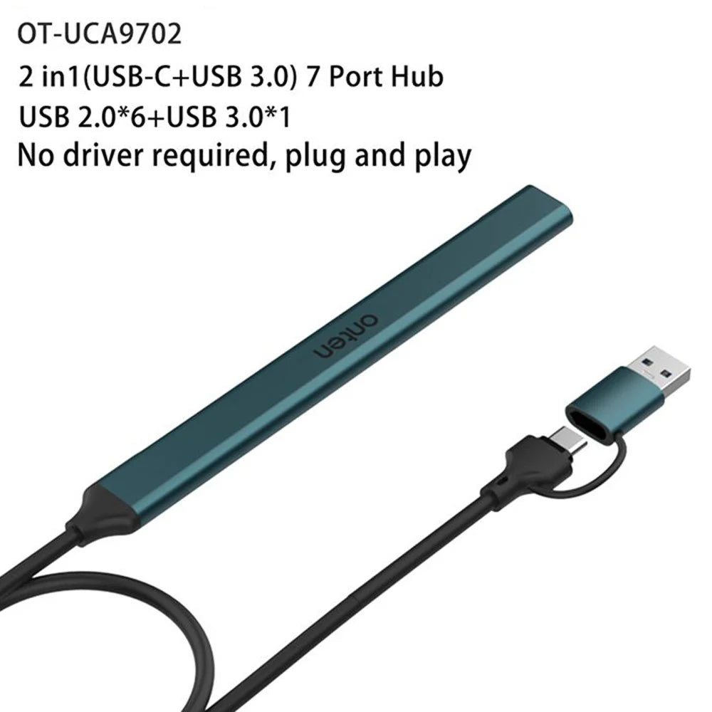 ONTEN UCA9702 Type-C / USB 3.0 Hub Aluminum Alloy Splitter USB 3.0 + 6 x USB 2.0 Expansion Dock - 4