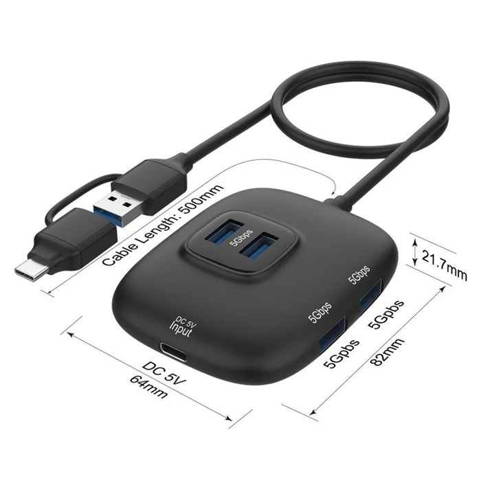 ONTEN OTN-UCA310 USB-A / USB-C to 4 x USB3.0 + USB-C Hub 5Gbps Transfer Speed Adapter - 3