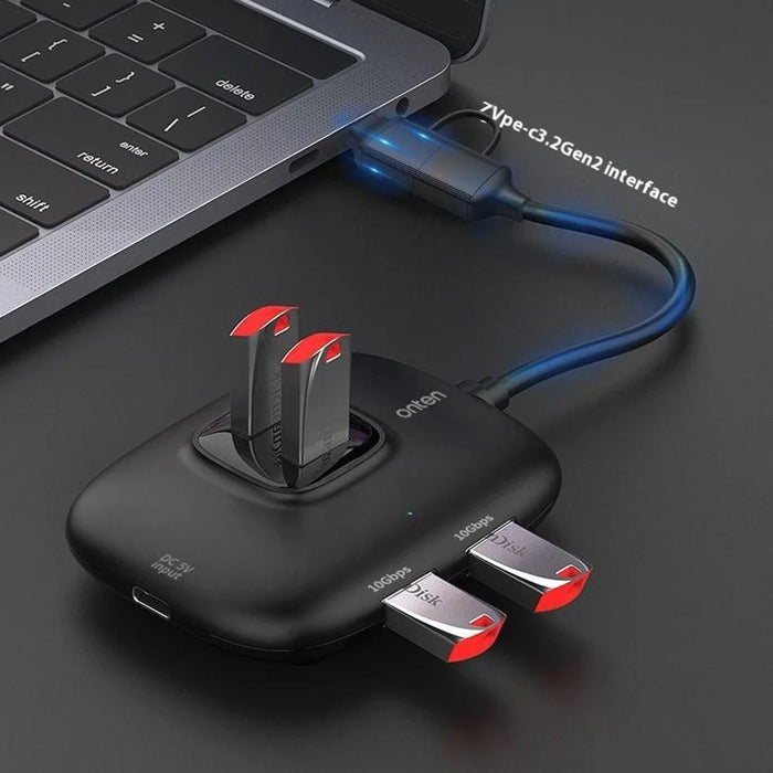 ONTEN OTN-UCA610 USB-A / USB-C to 4 x USB3.0 + USB-C Hub 10Gbps Transfer Speed Adapter - 3
