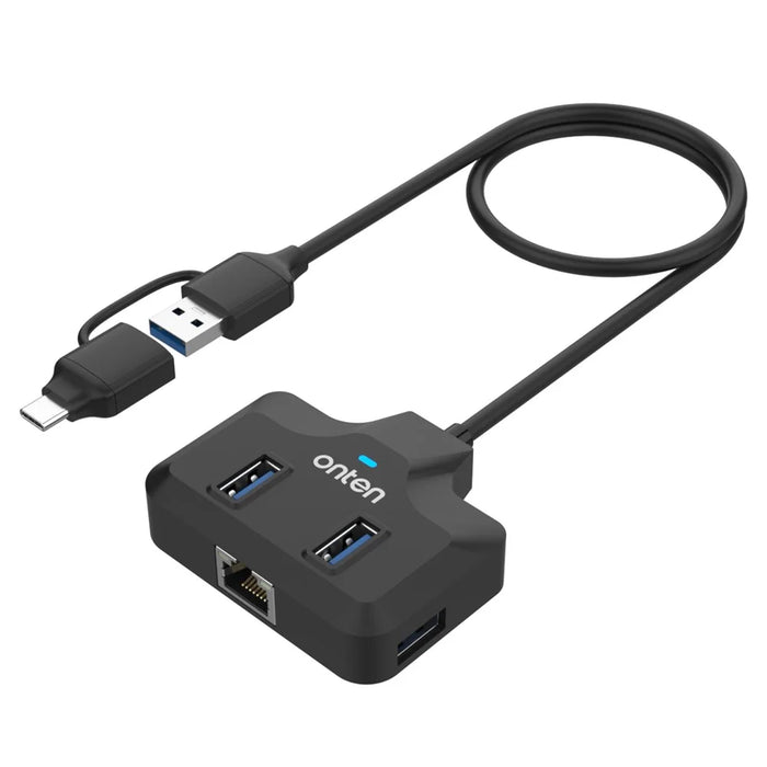 ONTEN UCA5311 USB-C / USB 3.0 Multi-Port Hub High-Speed Data Transfer Gigabit Ethernet Adapter - 1