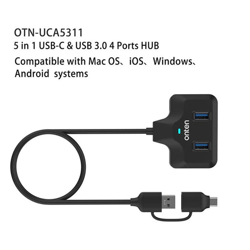 ONTEN UCA5311 USB-C / USB 3.0 Multi-Port Hub High-Speed Data Transfer Gigabit Ethernet Adapter - 2
