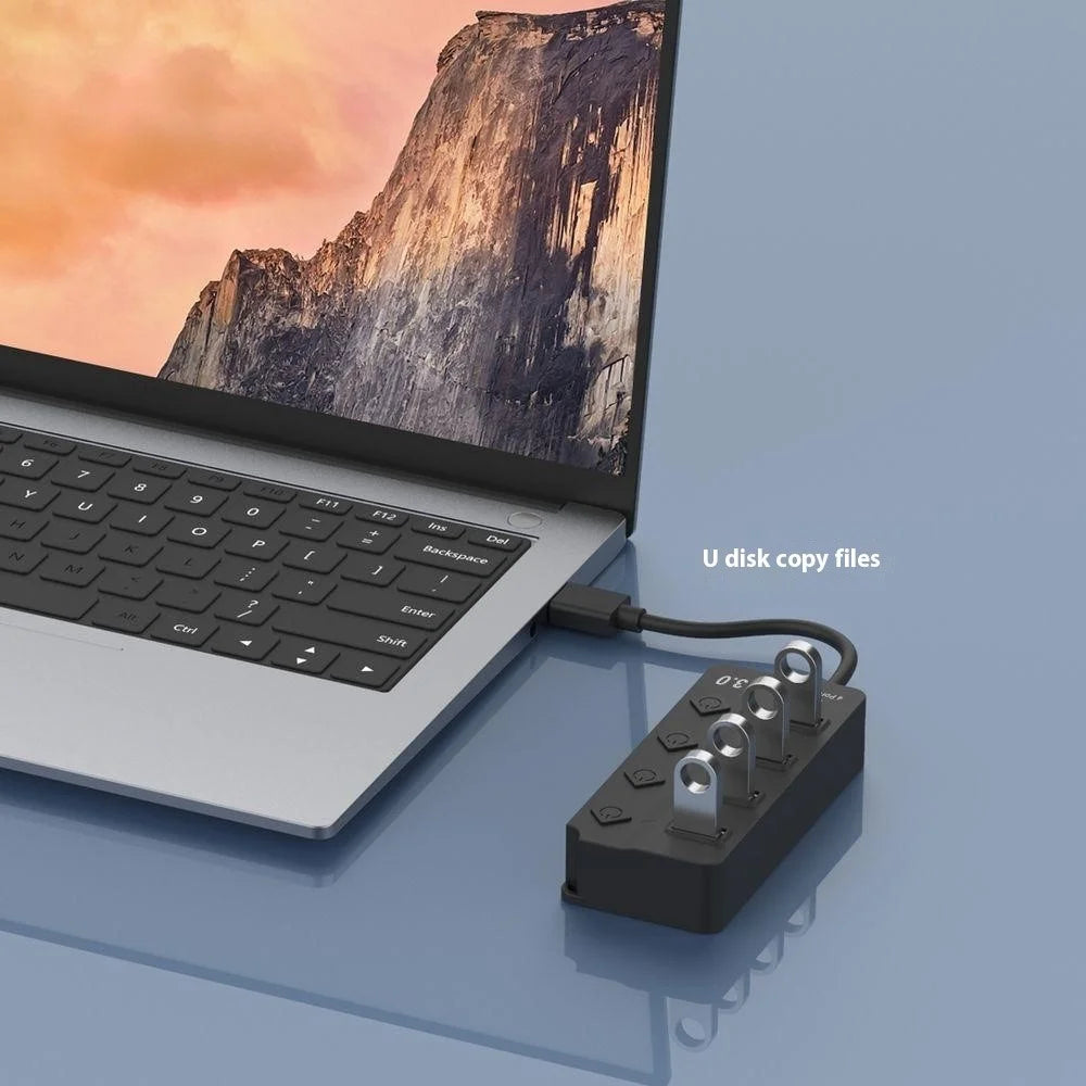5301 5Gbps High Speed USB 3.0 4 Ports Hub with 5V 2A DC Power Supply Port - 3
