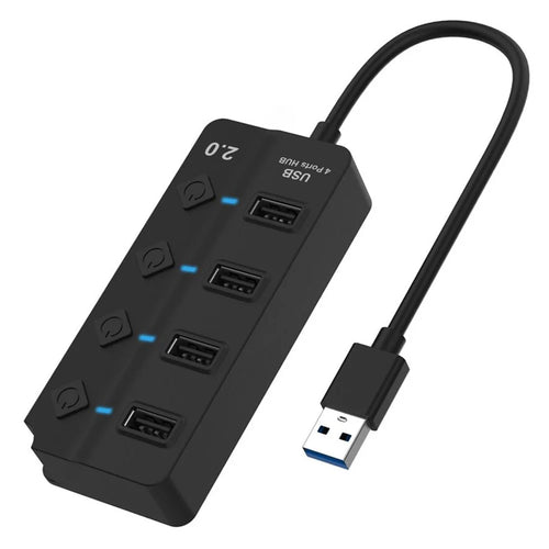 5302 4 in 1 USB 2.0 Hub With Individual Switches Plug and Play 4 Ports Splitter High Speed 480Mbps Data Transfer - 1