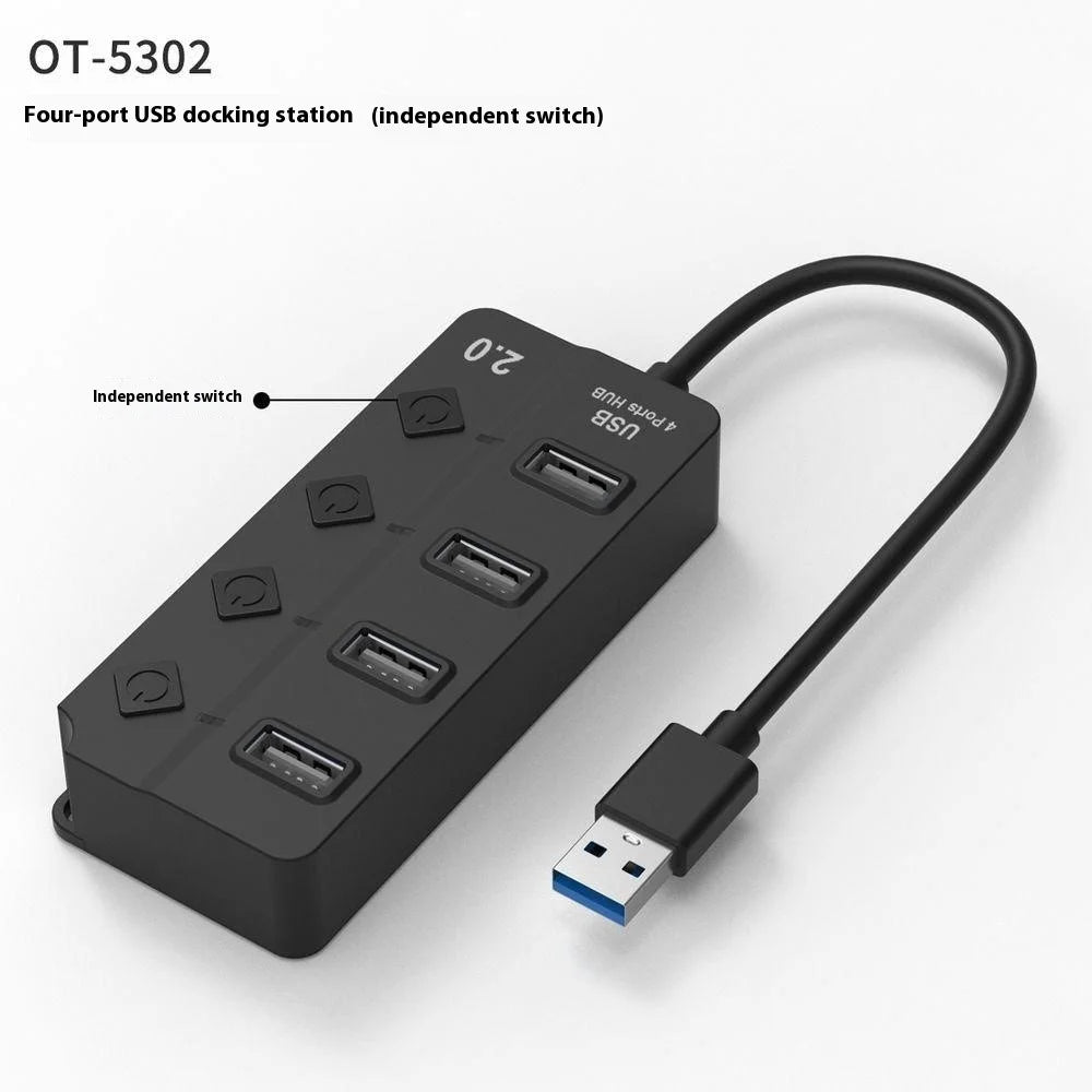 5302 4 in 1 USB 2.0 Hub With Individual Switches Plug and Play 4 Ports Splitter High Speed 480Mbps Data Transfer - 2