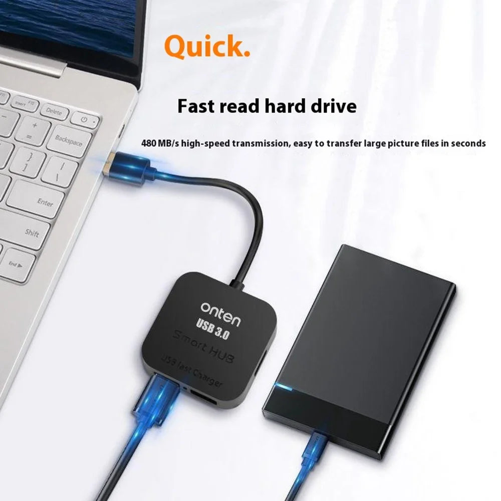 ONTEN 35210 4 Port USB 3.0 Hub Expansion Dock For Computer USB Splitter High Speed Data Transfer Adapter - 3