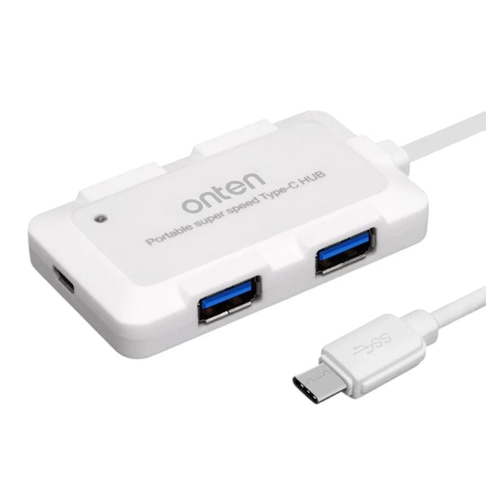 ONTEN 9102B 4 Port USB 3.0 HUB For Computer Type-C Splitter High Speed Data Transfer Adapter - White - 1