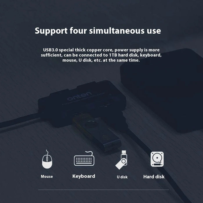 ONTEN 8102B 4-Port USB 3.0 Hub Square Powered Splitter With Smart BC1.2 Charging Protocol 480Mbps  /  5Gbps - 3