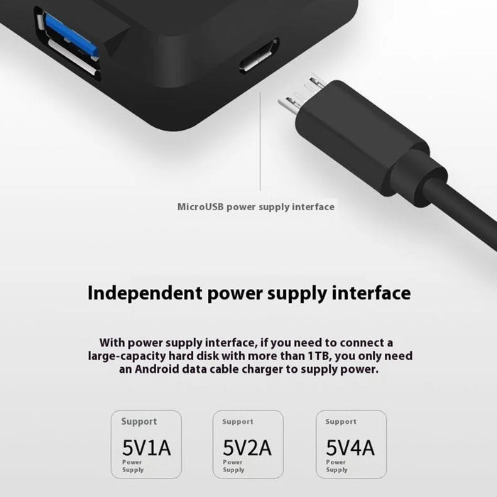 ONTEN 8102B 4-Port USB 3.0 Hub Square Powered Splitter With Smart BC1.2 Charging Protocol 480Mbps  /  5Gbps - 6