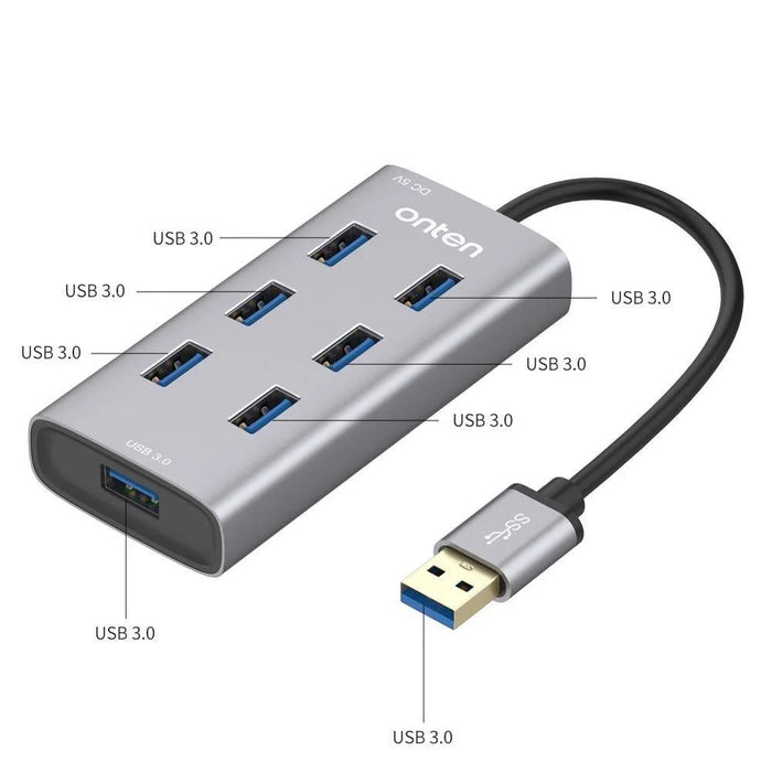 ONTEN 8108 Computer 7 Port USB 3.0 Hub Aluminum Alloy Multi USB Expansion Splitter - 5