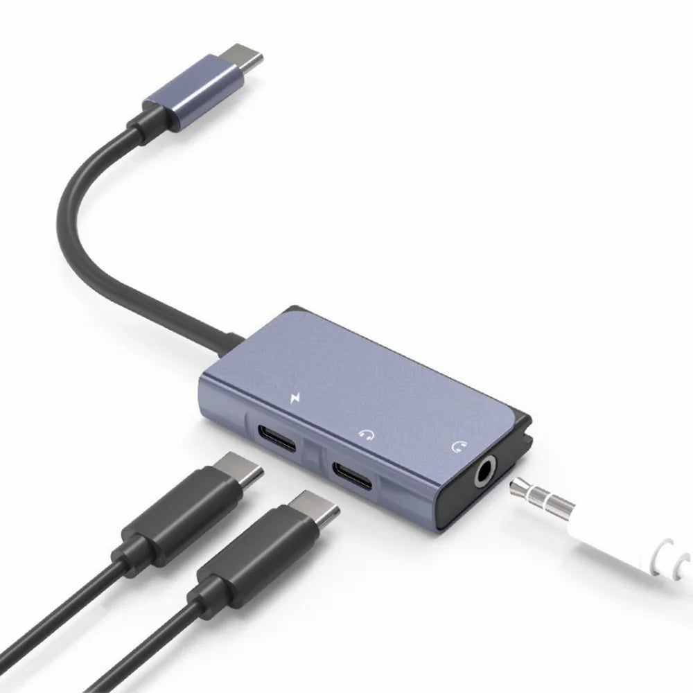 BLUEKEY USB-C to Headphone Adapter 3 in 1 Double Type-C 3.5mm Audio Cable for Huawei Xiaomi - 4
