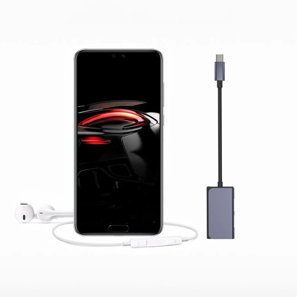 BLUEKEY USB-C to Headphone Adapter 3 in 1 Double Type-C 3.5mm Audio Cable for Huawei Xiaomi - 7