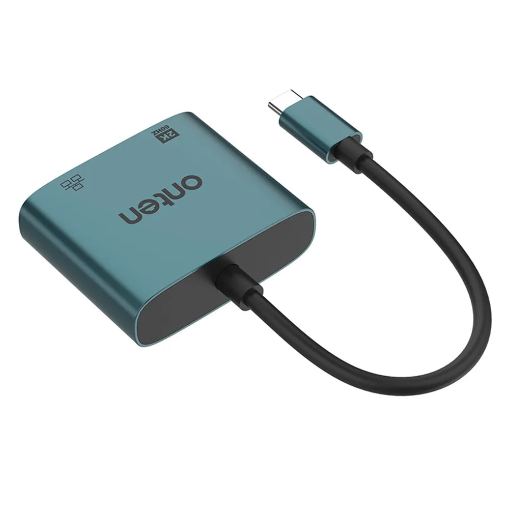 ONTEN UC289 USB-C to VGA 2K 60Hz Video Converter with Ethernet Port for Laptops Tablets Smartphones - 2