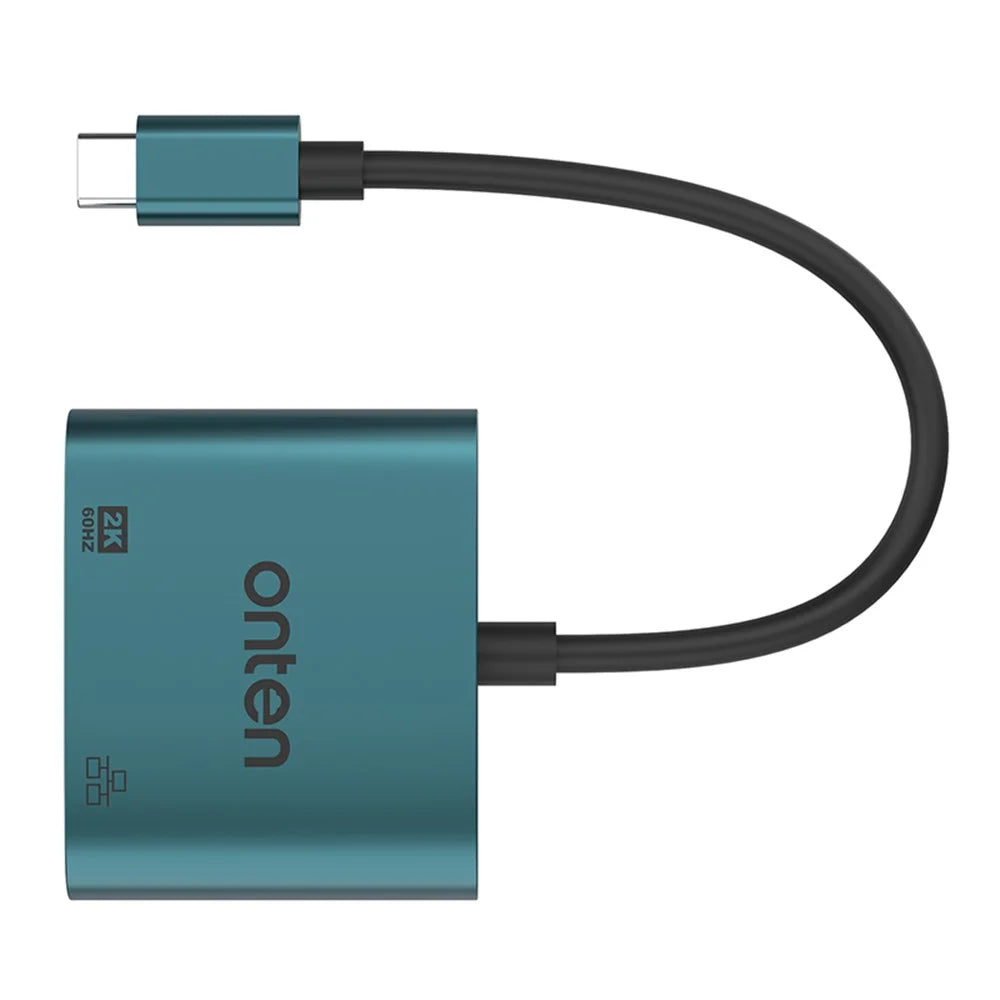 ONTEN UC289 USB-C to VGA 2K 60Hz Video Converter with Ethernet Port for Laptops Tablets Smartphones - 3