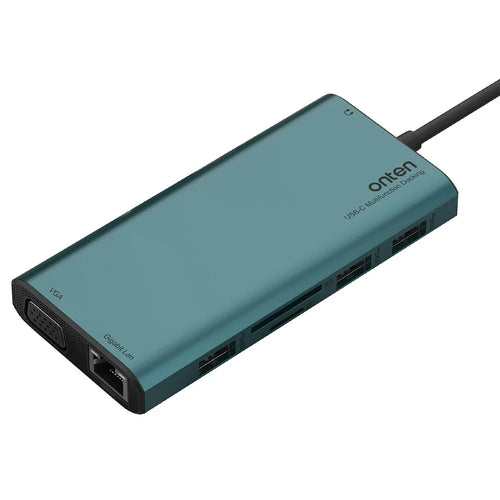 ONTEN UC601 USB 3.0 Hub Docking Station Gigabit Ethernet RJ45  /  Dual HD 4K  /  Type-C Multifunction Adapter - Green - 1
