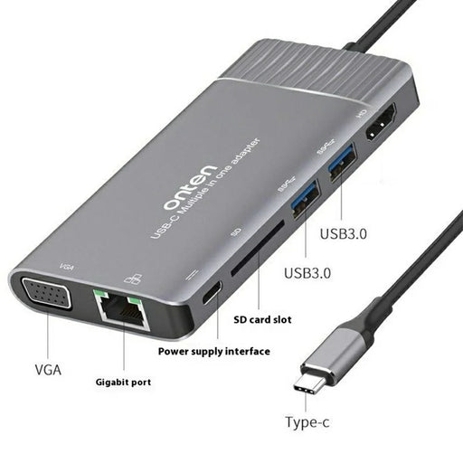 ONTEN RJ45 Gigabit Adapter HUB3.0 Type-C to HD 8 in 1 Computer Docking Station For MacBook Pro  /  Chromebook  /  Windows - 2