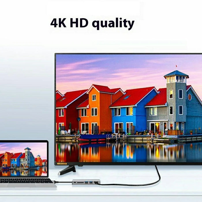 ONTEN RJ45 Gigabit Adapter HUB3.0 Type-C to HD 8 in 1 Computer Docking Station For MacBook Pro  /  Chromebook  /  Windows - 4