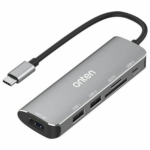 ONTEN 95116 6 in 1 Hub Type-C to HD + 2 USB-A 3.0 + USB-C + SD / TF Card Reader Docking Station - 1
