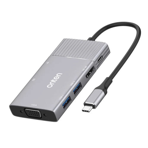 ONTEN 95113 Type-C Hub HD + VGA + 2 x USB3.0 + SD3.0 + TF3.0 + Audio + PD Docking Station - 1