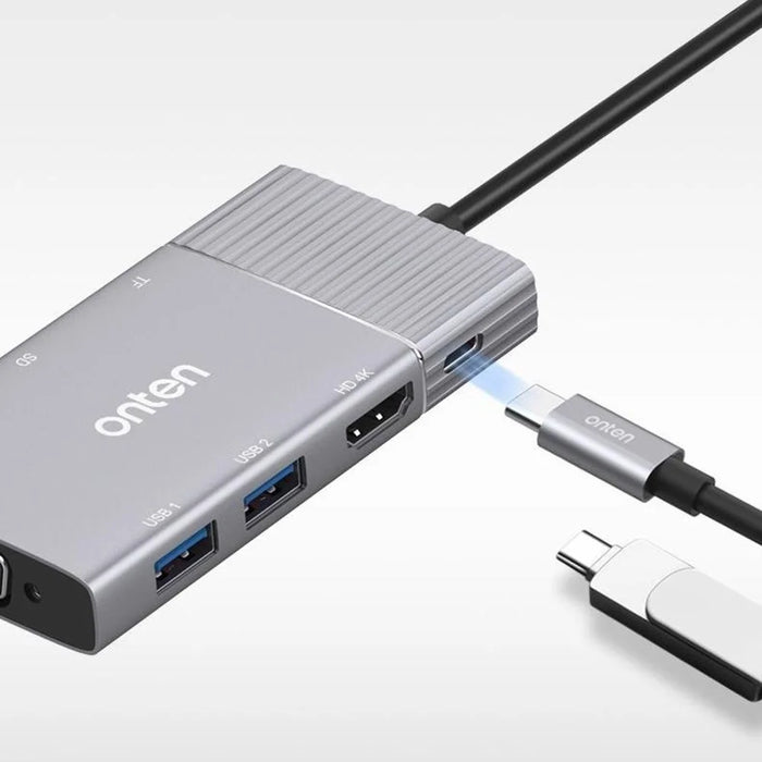 ONTEN 95113 Type-C Hub HD + VGA + 2 x USB3.0 + SD3.0 + TF3.0 + Audio + PD Docking Station - 7