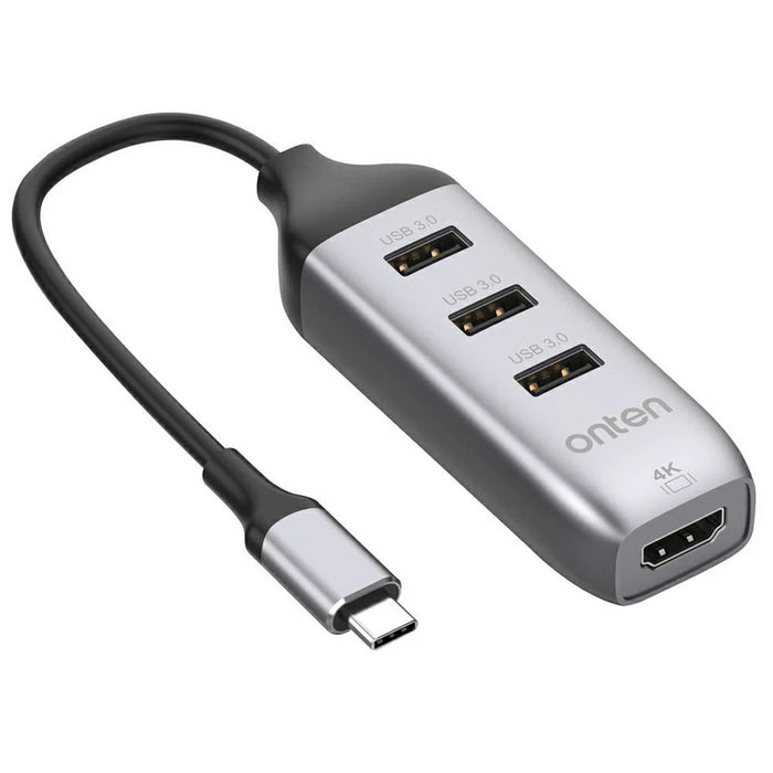 ONTEN 95118H 4 in 1 USB-C Hub 3 x USB3.0 + HD 4K Adapter Expansion Dock for Laptop Tablet Phone - 1