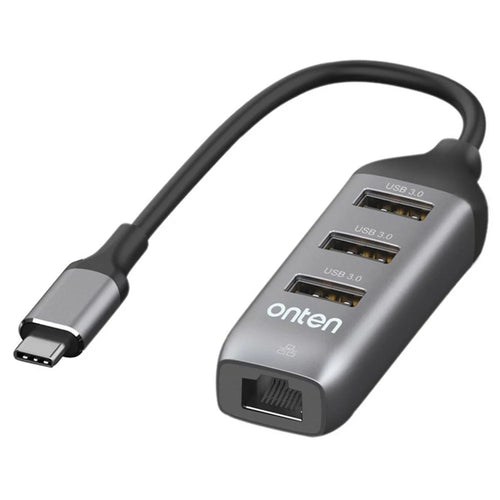 ONTEN 95118R Type-C to RJ45 Gigabit Ethernet Port + 3 x USB3.0 Hub 1000M Network Adapter - 1
