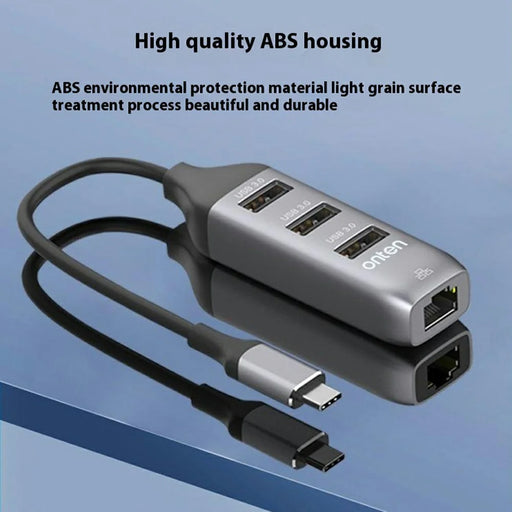 ONTEN 95118R Type-C to RJ45 Gigabit Ethernet Port + 3 x USB3.0 Hub 1000M Network Adapter - 2
