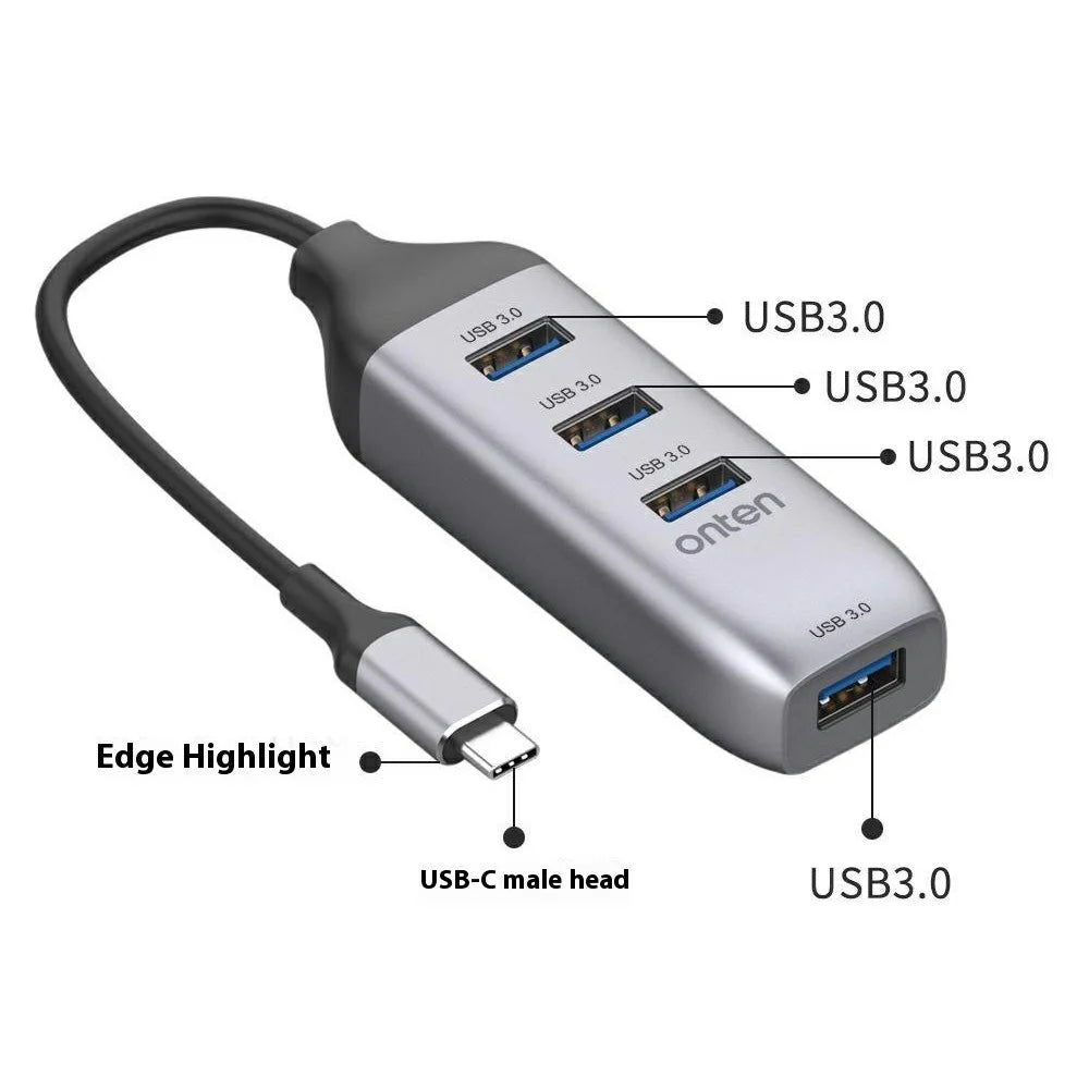 ONTEN 95118U USB-C Hub 4 in 1 Type-C to 4 x USB3.0 Splitter Adapter for Laptop Phone Tablet - 3