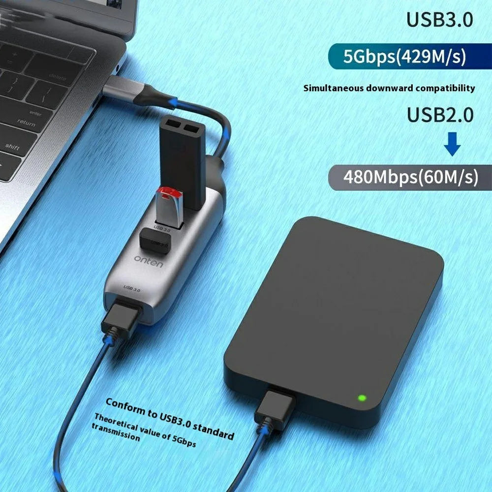 ONTEN 95118U USB-C Hub 4 in 1 Type-C to 4 x USB3.0 Splitter Adapter for Laptop Phone Tablet - 5