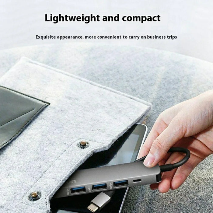 ONTEN 9602 Type-C to 4 x USB3.0 + PD3.0 Hub 5Gbps High Speed Data Transfer Aluminum Alloy Adapter - 5