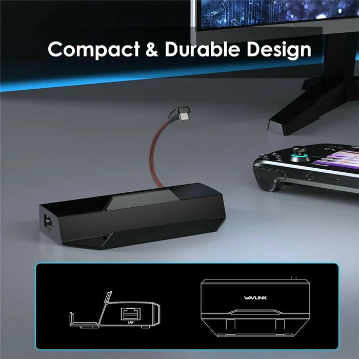 WAVLINK UHP3426 6 in 1 Docking Station for Steam Deck / Asus ROG Ally (2023) / Lenovo Legion Go Gigabit RJ45 100W PD Hub Adapter - 7