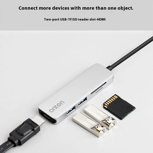 ONTEN OTN-9591 5 in 1 Multifunction USB-C Hub 4K HD 2xUSB 3.0 SD / TF Slots Aluminum Alloy Expansion Dock - 2