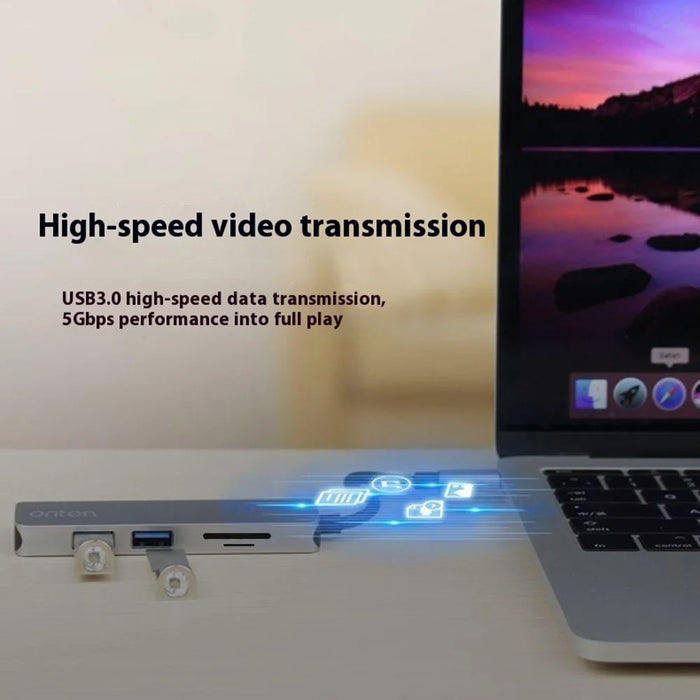 ONTEN OTN-9591 5 in 1 Multifunction USB-C Hub 4K HD 2xUSB 3.0 SD / TF Slots Aluminum Alloy Expansion Dock - 6