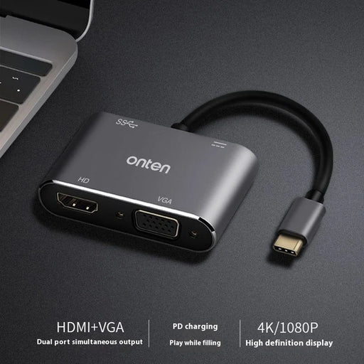 ONTEN OTN-95112 USB-C to HD + VGA + USB + Type-C Adapter HD 4K Video Converter - 2