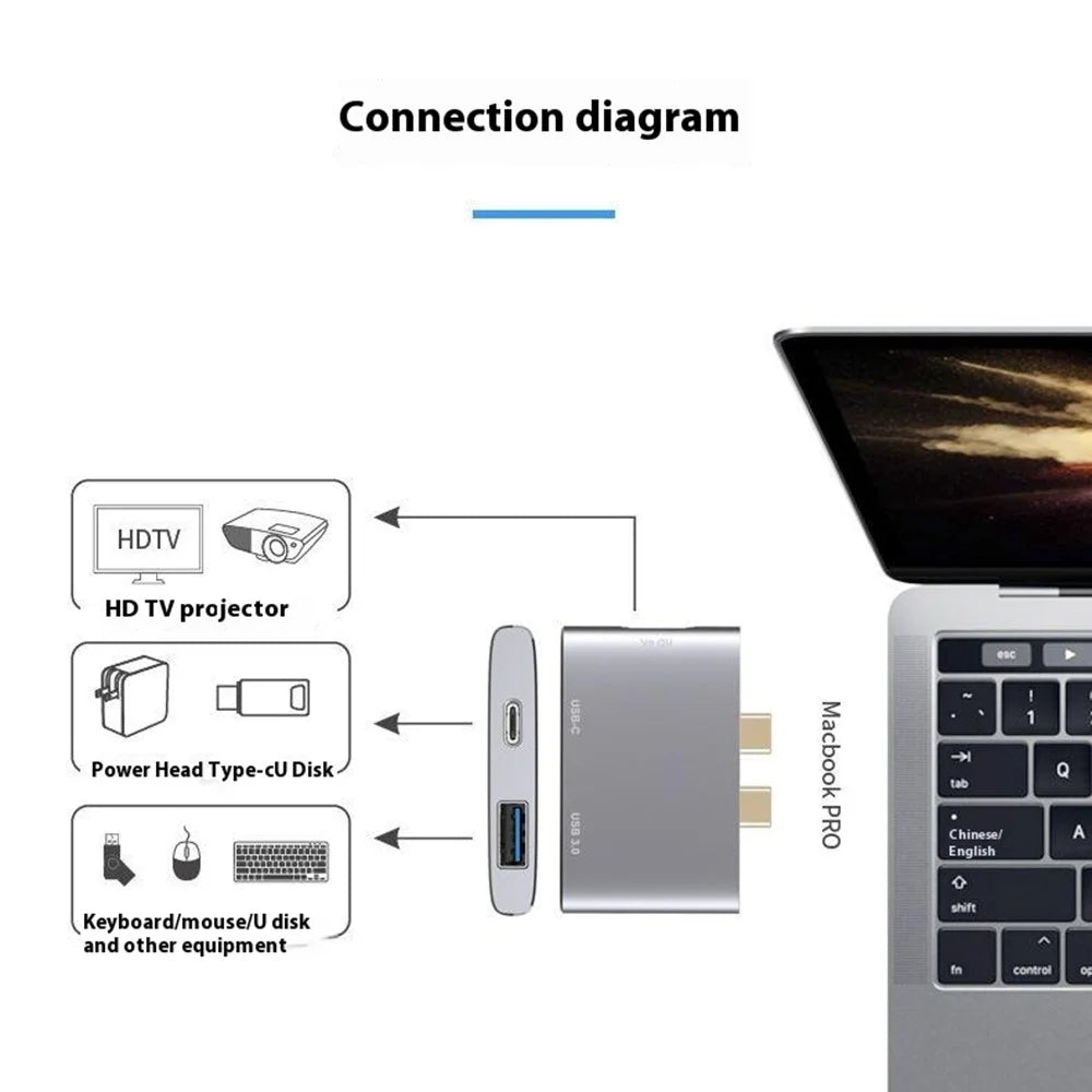 ONTEN 9177S For MacBook Type-C Hub PD3.0 Charging 4K HD Video Output USB 3.0 Expansion Dock - 6