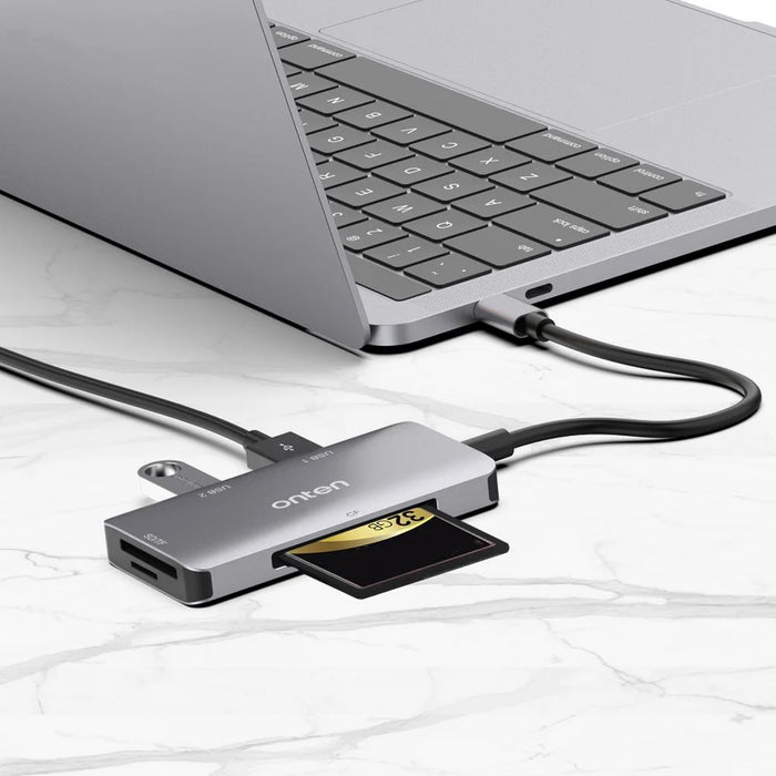 ONTEN OTN-91182 Type-C to 2 x USB3.0 + SD / TF 3.0 + CF 3.0 Multifunctional Camera Card Reader USB3.0 Hub - 2