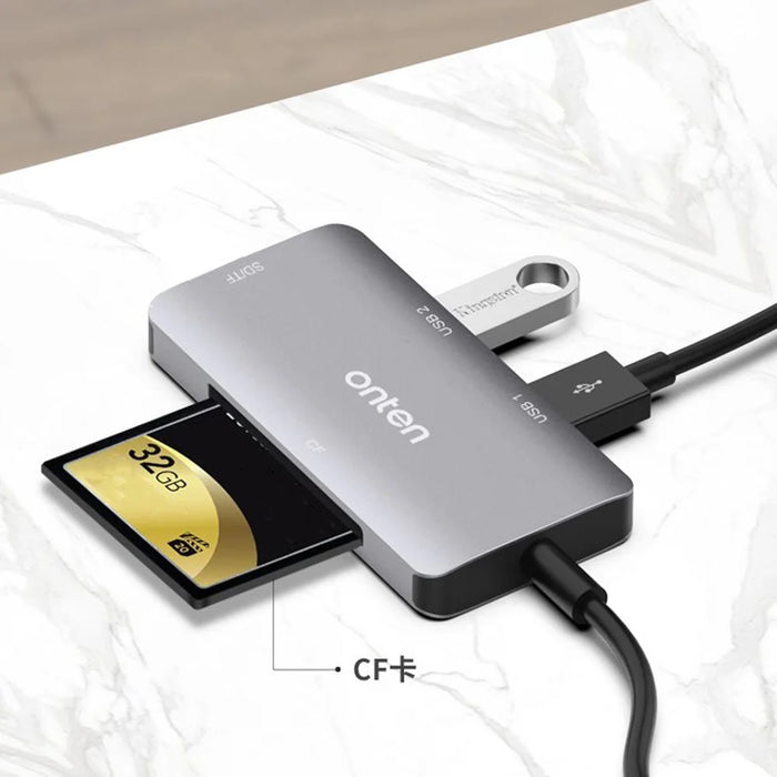 ONTEN OTN-91182 Type-C to 2 x USB3.0 + SD / TF 3.0 + CF 3.0 Multifunctional Camera Card Reader USB3.0 Hub - 3