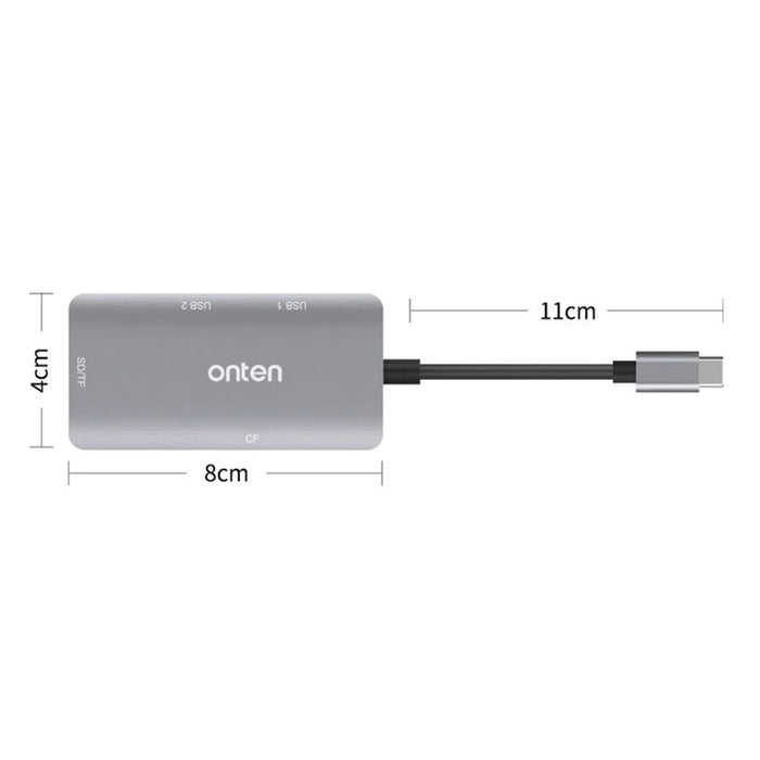 ONTEN OTN-91182 Type-C to 2 x USB3.0 + SD / TF 3.0 + CF 3.0 Multifunctional Camera Card Reader USB3.0 Hub - 6