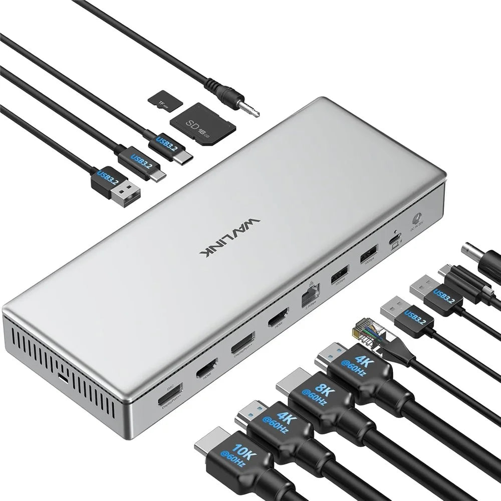 WAVLINK WL-UG75PD1-DH2 USB-C Displaylink DL7400 Docking Station Support Quad Display for MacBook M1 M2 M3 / Windows 10 / 11 - EU Plug - 2