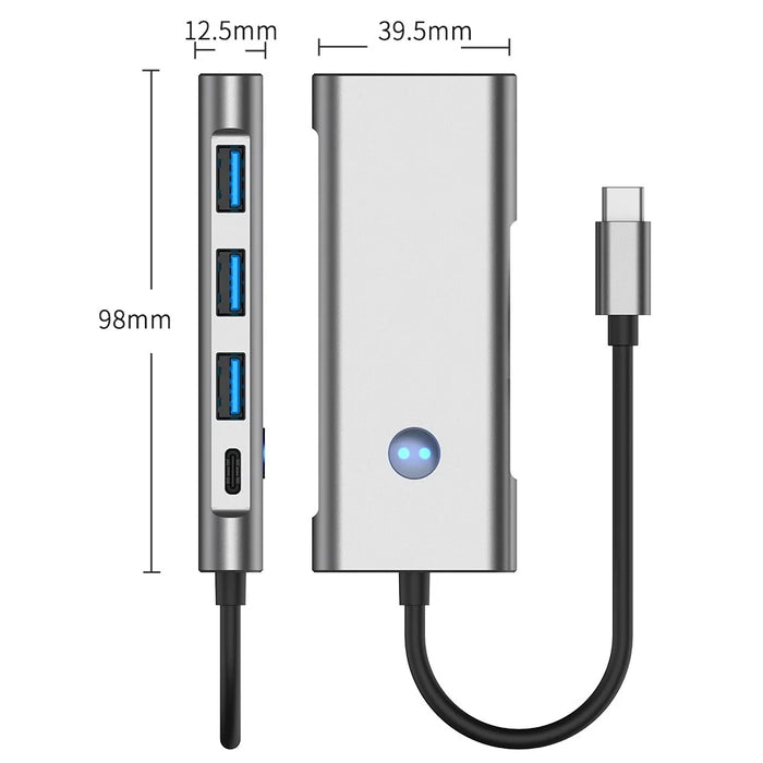 2425 7 In 1 Type C Hub USB 3.0 PD 100W Expansion Dock 4K HD Adapter SD / TF Card Reader for Laptops - 5