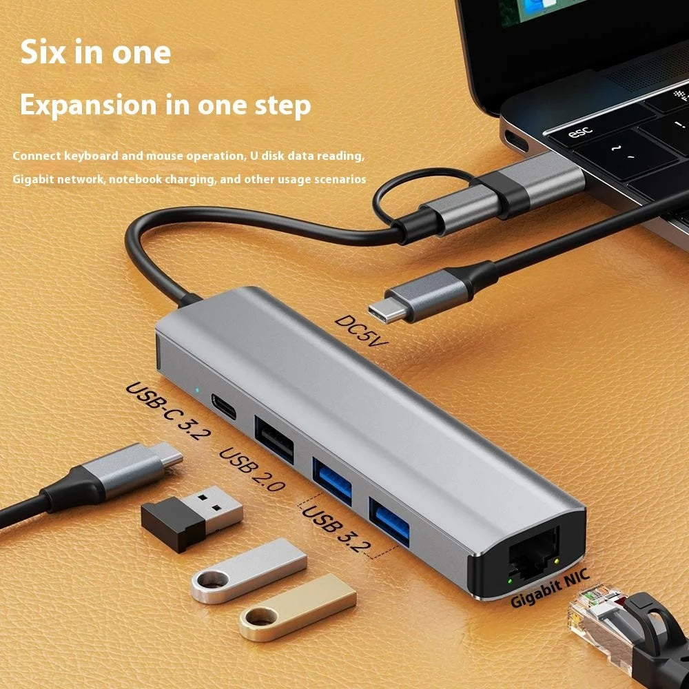 2501 USB-C / USB to Ethernet Adapter RJ45 Gigabit Network Card with USB3.2 USB2.0 USB-C3.2 DC5V Ports Converter - 4
