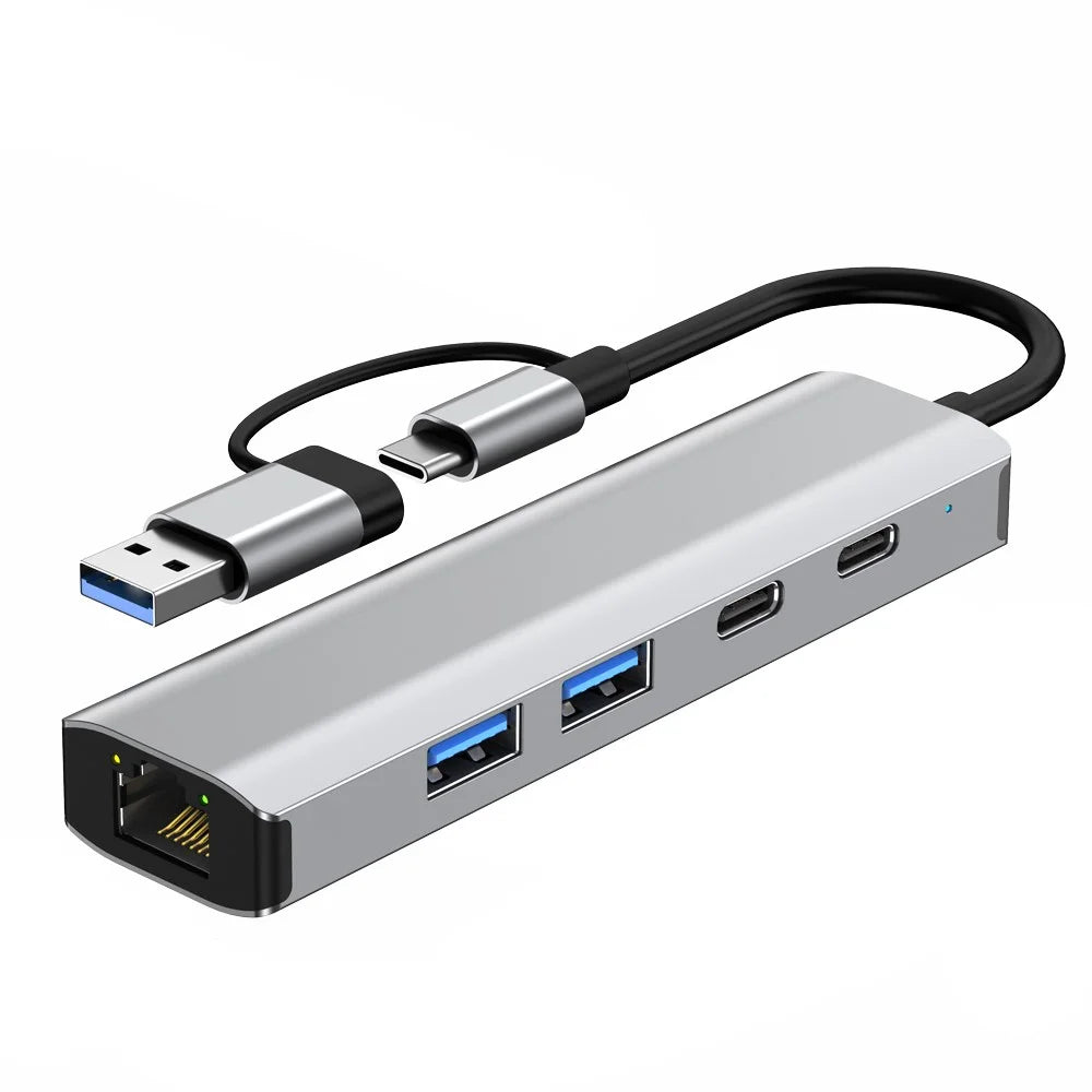 2503 USB / Type-C Hub Gigabit RJ45 2xUSB3.2 USB-C2.0 USB-C3.2 DC5V 6 in 1 Docking Station - 1