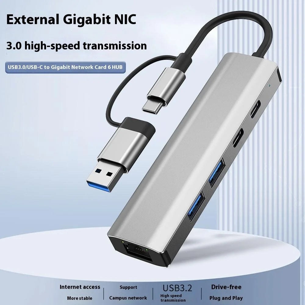 2503 USB / Type-C Hub Gigabit RJ45 2xUSB3.2 USB-C2.0 USB-C3.2 DC5V 6 in 1 Docking Station - 3
