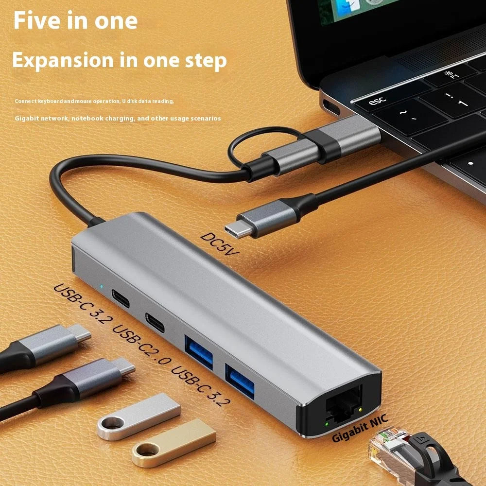 2503 USB / Type-C Hub Gigabit RJ45 2xUSB3.2 USB-C2.0 USB-C3.2 DC5V 6 in 1 Docking Station - 4