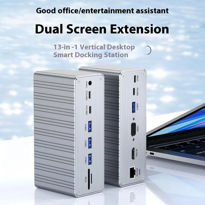 2428 Type-C Hub 13 in 1 Desktop Docking Station USB 3.0 Gigabit Ethernet HD VGA Adapter for Laptop - 2